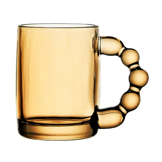 Vaso de vidrio de 350 ml con asa, taza de té, tazas de bebidas de gran capacidad, vaso de agua Marrón