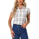 thumbnail image 1 of CAMISA DE BOTONES DE CUELLO PUNTO CORTO DE MANGAS CORTAS PARA MUJERES INSPIRE CHIC XL PÚRPURA-BLANCA, 1 of 6