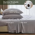 thumbnail image 3 of Simple&Opulence 100% Viscose from Bamboo Sheet Set 4Pcs, Cooling for Hot Sleepers, Soft Breathable Bed Sheets Set, 15" Deep Pockets, Luxury Hotel Silky Bedding Sheets (Light Grey,King), 3 of 5
