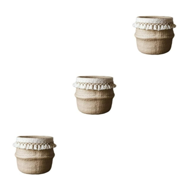 Decodeary Seagrass Wickerwork Basket Non Toxic Easy Installation And Application Wickerwork Basket Rattan Type 5 3Set