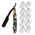 thumbnail image 1 of Multifunctional Vintage Stainless Steel Straight Razor with Acrylic Handle, 4 Unique Patterns, 10 Replacement Blades Included - Perfect for Shaving, Eyebrow Shaping & Facial Hair Removal, Dark Green, 1 of 6