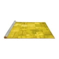 thumbnail image 2 of Ahgly Company Machine Washable Indoor Round Patchwork Yellow Transitional Area Rugs, 5' Round, 2 of 4