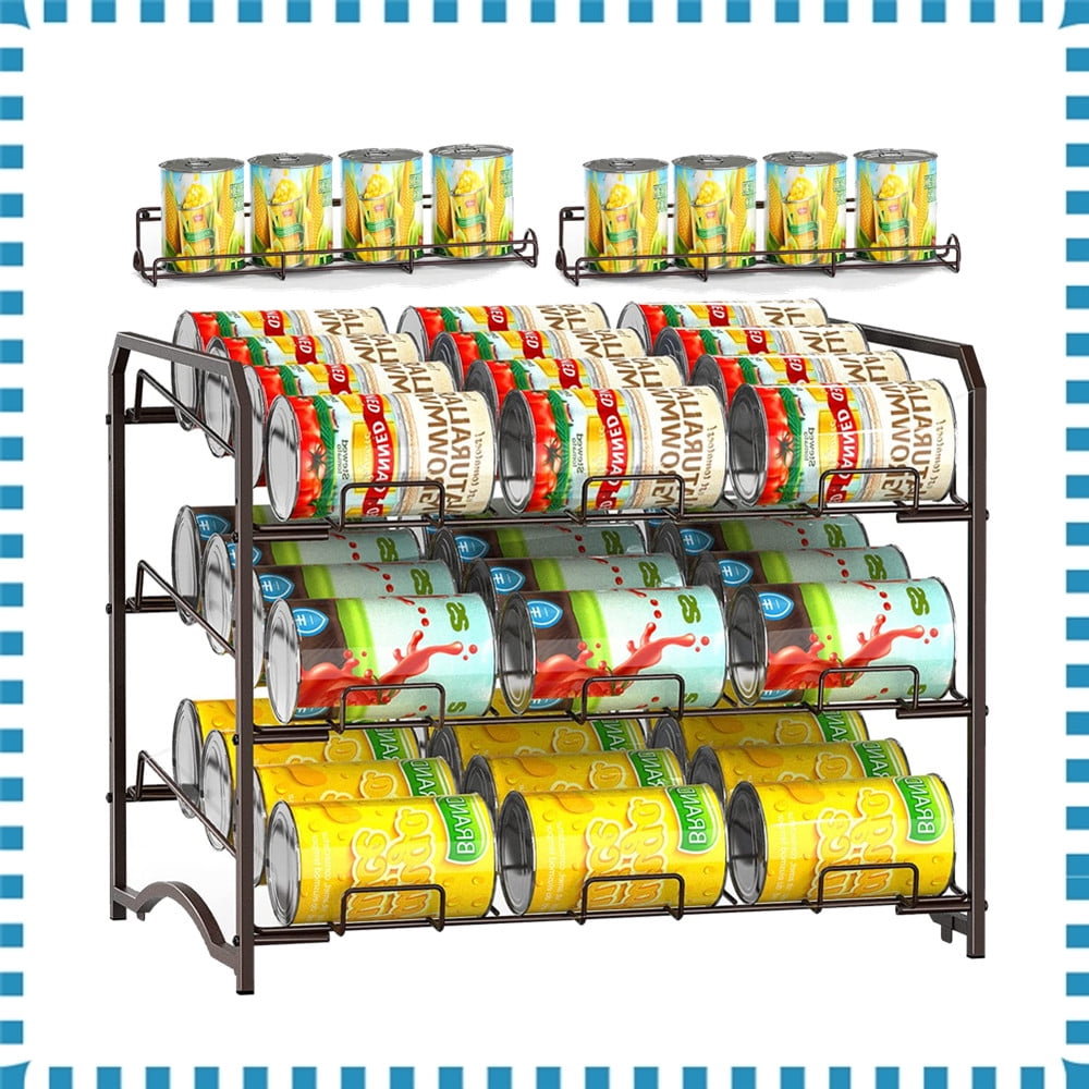 3 Tier Metal Can Rack Organizer Stackable Pantry Organizer Holds 42