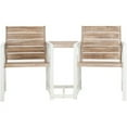 thumbnail image 2 of SAFAVIEH Jovanna Outdoor Patio 2 Seat Bench with Table, White/Oak, 2 of 4