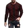 thumbnail image 1 of Blusas y camisas de manga larga con cuello redondo para hombre, blusa informal de manga larga con cuello redondo y estampado de rayas, blusa de poliéster para hombre, 1 of 4