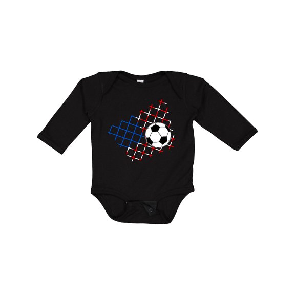 Inktastic Soccer Ball, Net with American Flag Colors Boys or Girls Long Sleeve Baby Bodysuit