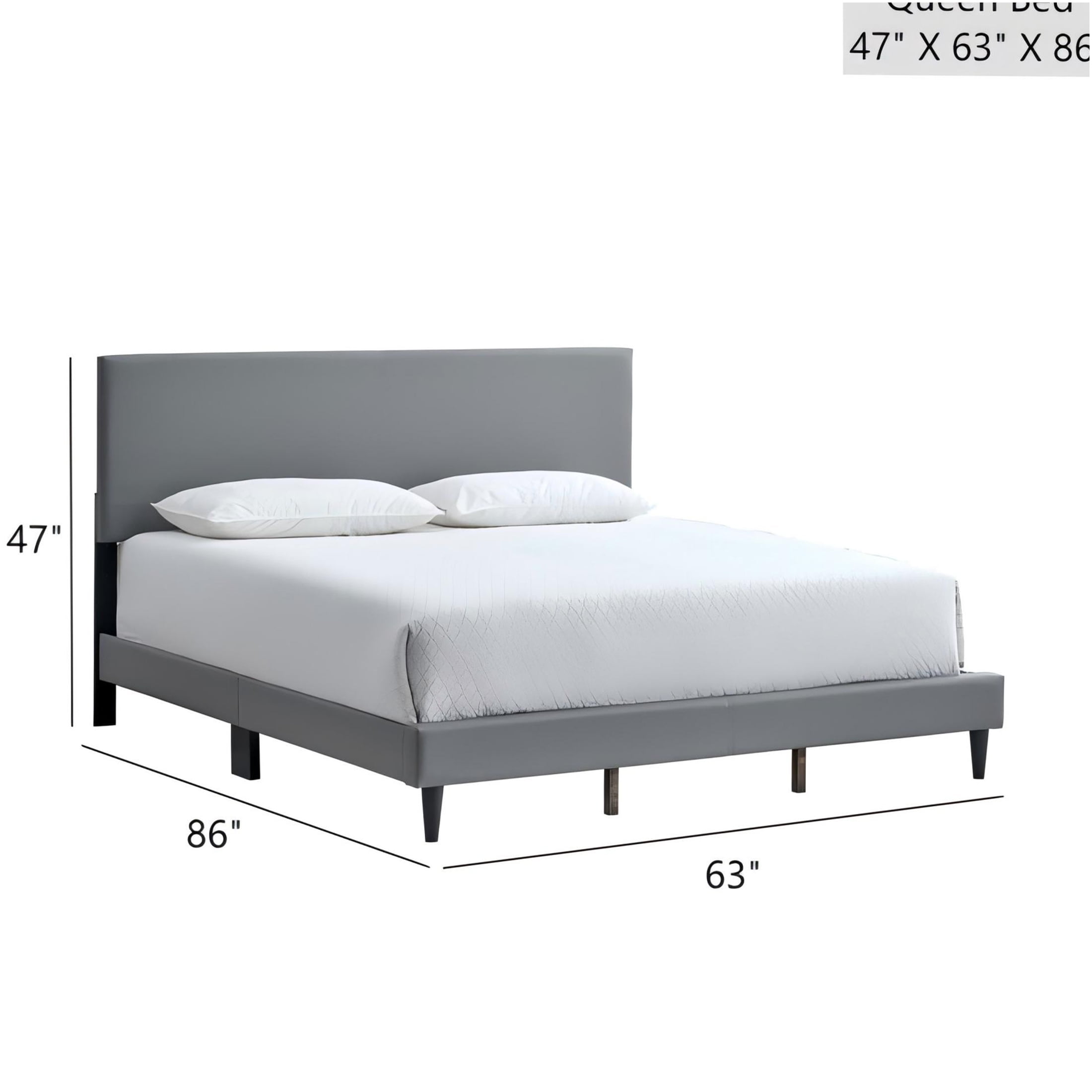 JERFIT Queen Upholstered Bed Frame with Adjustable Headboard, Modern Light Grey Faux Leather Platform Bed, No Box Spring Needed