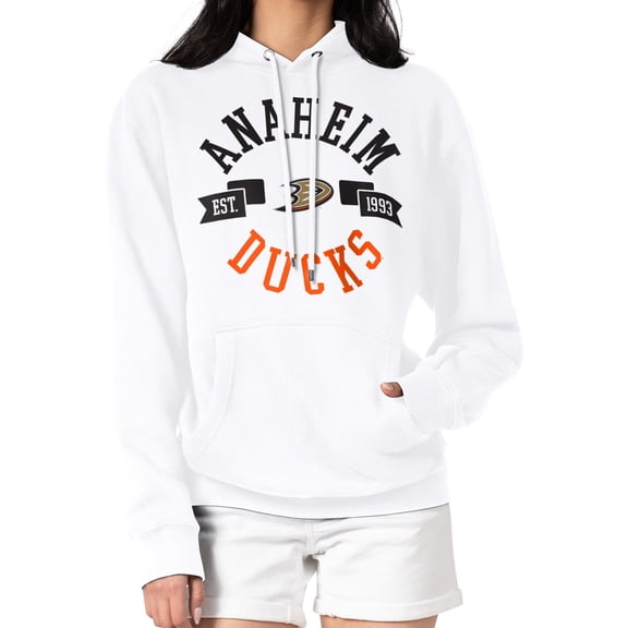 Women's G-III 4Her by Carl Banks White Anaheim Ducks City Graphic Fleece Pullover Hoodie