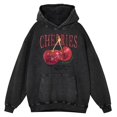 thumbnail image 3 of Sudadera con capucha retro desgastada con cerezas Cosh Valentine para hombre, ropa de calle informal, holgada, de gran tamaño, 100 % algodón, 3 of 5
