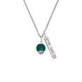 thumbnail image 2 of Delight Jewelry 12mm Teal Roller Spinner with Silvertone Lining Glass Spinner Silvertone Hope Anchors the Soul Bar Charm Necklace, 23", 2 of 4