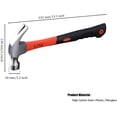 thumbnail image 2 of Claw Hammer with Fiberglass Handle, Carbon Steel Nailing Hammer, Framing Hammer with Rip Claw, Anti-Vibration Grip, 2 of 4