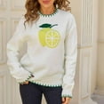 thumbnail image 2 of Womens Sweaters Fashion Fresh Lemon Printed Blouses Top Casual Round Neck Loose Sweater Fall Winter Solid Color Long Sleeved Shirts Comfy Regular Sweater Clothings, 2 of 5