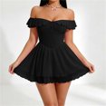 thumbnail image 7 of Levmjia Womens Satin Slip Nightgown Off Shoulder Ruffle Lace Solid Mini Dress Breathable Soft Casual Home Sleep Wear Slim Flowy Fit Nightdress Elegant, 7 of 7