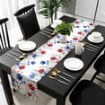 thumbnail image 5 of Red Blue Flowers 4th of July Table Runner Cotton Linen 90 Inch Holiday Dresser Scarves, Independence Day Botanical Tablerunner for Kitchen Coffee Dining Bedroom Dinner Scarf Décor 13''x90'', 5 of 9