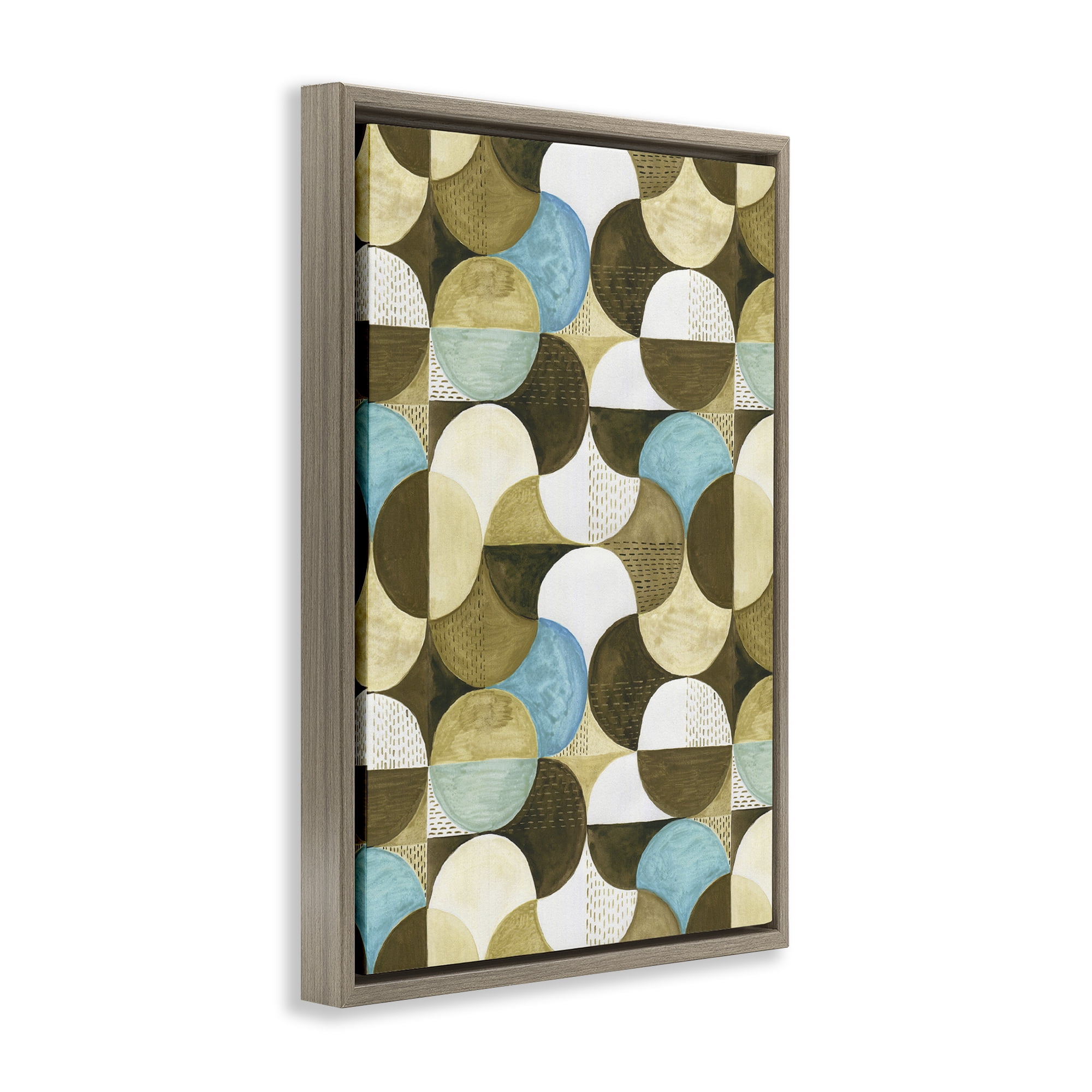 Stupell Industries Boho Circular Pattern Abstract Painting Brown Floater Framed Canvas Art Print Wall Art, 17 x 25