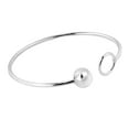 thumbnail image 5 of AeraVida Shiny Casual Open Wrap Circle and Ball Sterling Silver Cuff Bangle Bracelet, 5 of 5