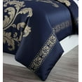 thumbnail image 6 of Chezmoi Collection Valor 7-Piece Bed in a Bag Queen, Navy/Gold Luxury Jacquard Floral Comforter with Sheets Set for All Season, 6 of 9