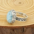 thumbnail image 3 of Earth Gems Jewelry Larimar Ring Sterling Silver Rings Statement Rings Silver Design Ring for Women, 3 of 9