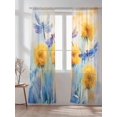 thumbnail image 2 of Spring Dragonfly Sheer Curtains 2 Panels Set Yellow Pastoral Flowers Lihgt Filtering Rod Pocket Voile Drape, Semi Sheer Window Curtains for Bedroom Living Room, 52"x108", 2 of 5