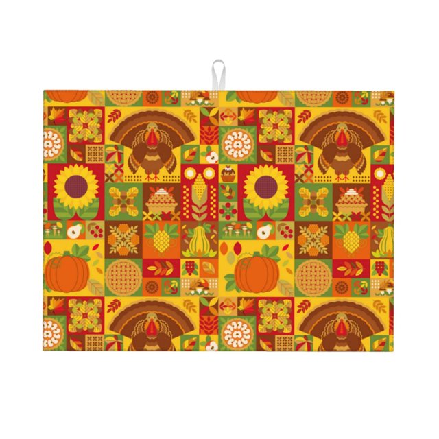 Balery Thanksgiving Day Alfombrilla de Secado para Cocina, 18x24 Pulgadas, Súper Absorbente para Platos y Encimeras