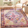 thumbnail image 2 of Safavieh Monaco Collection MNC247R Boho Chic Medallion Distressed Non-Shedding Stain Resistant Living Room Bedroom Area Rug, 8' x 10', Grey / Fuchsia, 2 of 2