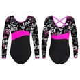 thumbnail image 5 of Sholeno Kids Girls Long Sleeve Gymnastics Leotards Ballet Dancewear One-piece Short Unitard Bodysuit Rock Rose 14, 5 of 6