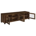 thumbnail image 3 of Homestock French Fabulous Rectangular TV Console 78.75x15.5x21 - Glass Doors, Adjustable Shelves, Dark Pine, 85" TV Max, 300 lbs Capacity, 3 of 6