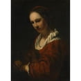 thumbnail image 2 of After Willem Drost 19x24 Black Ornate Framed Double Matted Museum Art Print Titled: Young Woman with a Pearl Necklace, 2 of 5