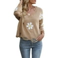 thumbnail image 3 of Suéter De Invierno Lady Jumper Top Loose Hole Suéter para mujer Sólido Cómodo Ropa de uso diario Traje de calle Cgtredaw Camello L para Mujer, 3 of 6