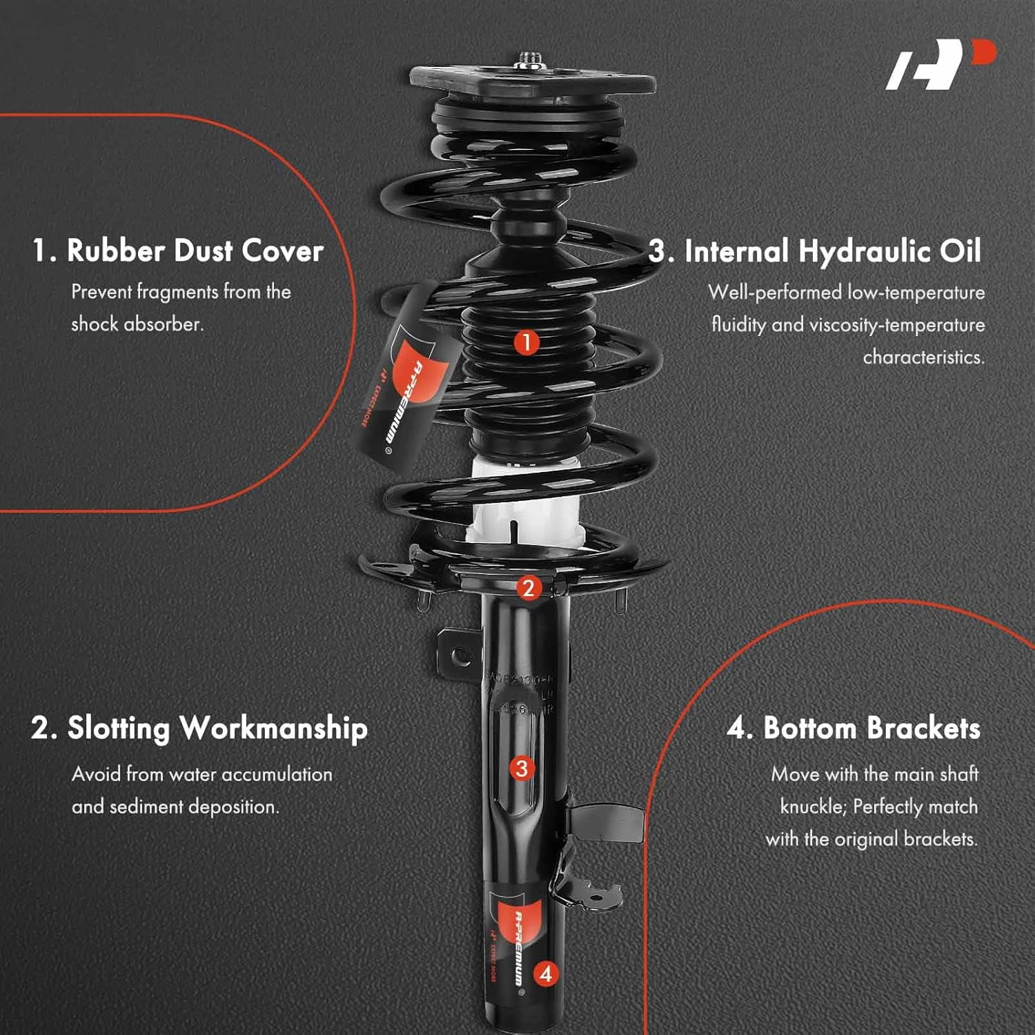 A-Premium Front Pair (2) Complete Strut & Coil Spring Assembly Compatible with Ford Escape 2014 2015 2016 2017 2018 2019, Driver and Passenger Side, AWD