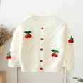 thumbnail image 4 of IVEYRTF Kids Girls Cherry Jacquard Cardigan Sweater Long Sleeve Cozy Fall Winter Sweet Cute Plush Cover-up Tops Everyday Wear for Children 2-8 Years(White,3 Years), 4 of 9