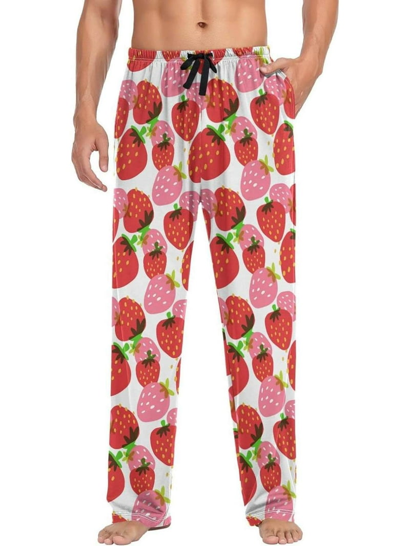 GZHJMY Strawberry Pajama Pants, Men's Drawstring Lounge Pants
