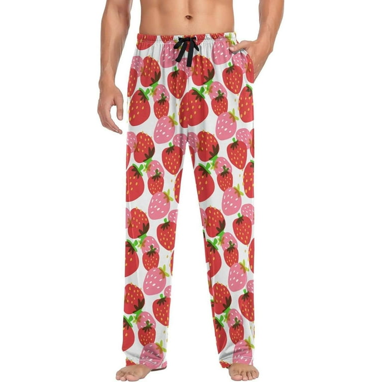 GZHJMY Strawberry Pajama Pants, Men's Drawstring Lounge