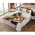 thumbnail image 4 of Ambesonne Emoji Fitted & Top Sheet Set with Shams, Antique Vibes Cartoon Monkey, Tan Apricot Brown, 4 of 5