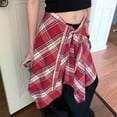 thumbnail image 3 of Huhudde Unisex Checkered Layered Short Wrap Skirt Irregular Pleated Apron Skirt Tie Up A Line Hip Scarf Overskirt Shirt Extender, 3 of 17