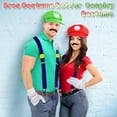 thumbnail image 5 of Satmonnus Super Bros Costume, Super Bros Hat Mustache Gloves Suspenders Buttons Sets for Halloween Cosplay, 5 of 9