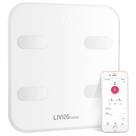Bathroom Scale, Bluetooth Smart App Sync BMI Wireless Digital Body Fat Scale, White