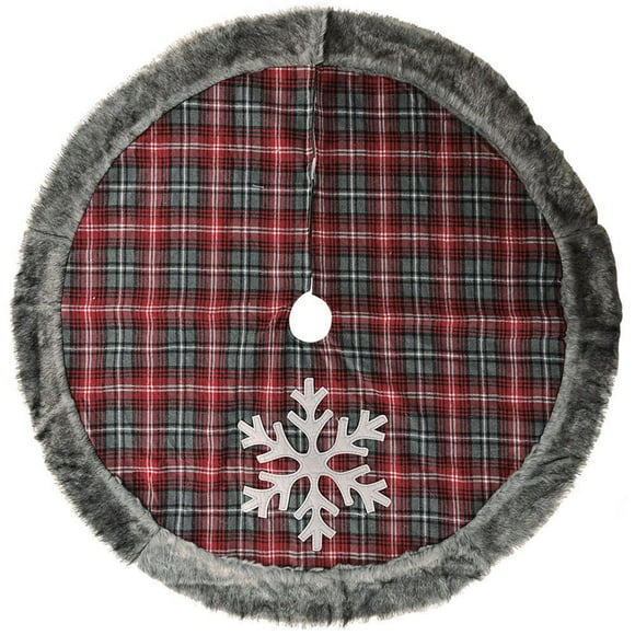 nipocaio Christmas decorations snowflake plaid artificial wool wrapped tree skirt tree stocking decorative tree apron