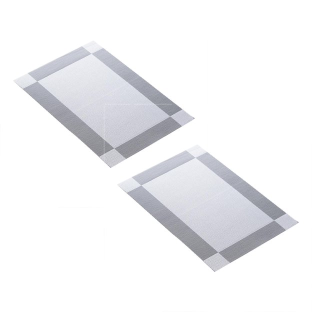 Oleegame 2PC Placemat 4pcs Frame Western Placemat Pvc Heat Insulation Mat Rectangular Simple Table Mat Household Leave In Plate Mat Silver