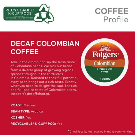 Folgers�� K-Cup 100% Colombian Decaf Coffee, Decaffeinated, Lively Colombian 24/Box