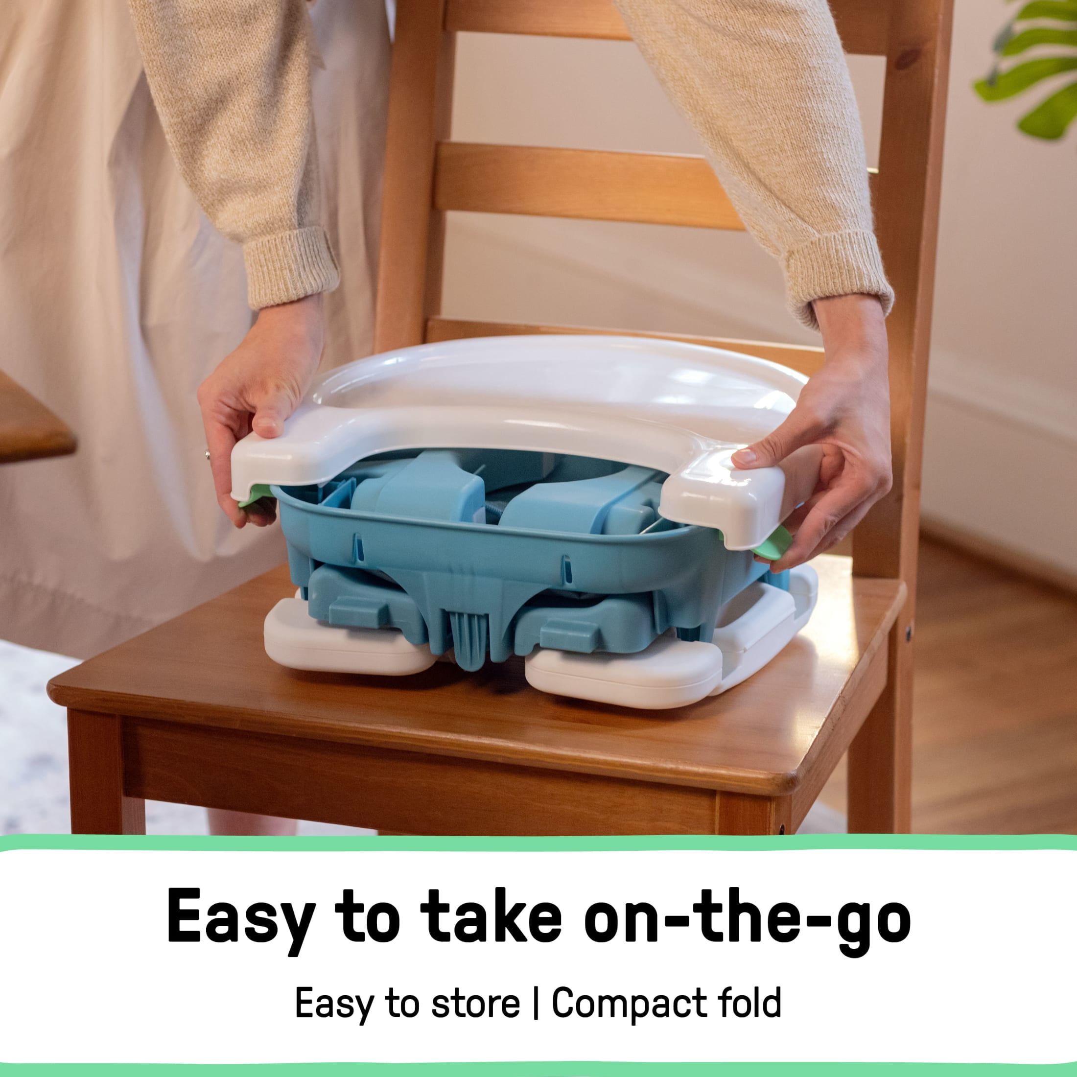Ingenuity Deluxe Comfort Folding Baby Booster - Adjustable Height - Cushioned - Lightweight - 6M-3Y