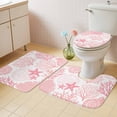 thumbnail image 2 of Coastal Pink Bath Mat 3 Piece Bathroom Rug Set, Ocean Coral Starfish Shell Modern Sea Non Slip Bath Rug Contour Mat and Toilet Lid Cover, Absorbent Shower Mats Soft Bath Rugs and Mats Sets, 2 of 8