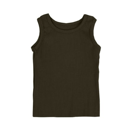 

Toddler Kids Girls Dance Tank Top Camis Crop Vest Sleeveless Sports Solid Color Ribbed Dance Top Toddler Ballet Gymnastics Dancewear Child Leisure Outwear