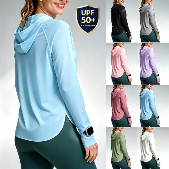 Ihhxva Women's Workout Tops UPF 50 Lightweight Long Sleeve Hoodie Pullover Sports Top with Raglan Sleeves for Hiking Running Outdoor Activewear S-2XL