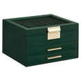 thumbnail image 1 of Joyero SONGMICS, organizador de 3 capas con tapa de cristal, color verde bosque, 1 of 9