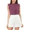 Allegra K Women's Ruffled Mandarin Collar Sleeveless Pleated Work Blouse