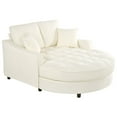 thumbnail image 6 of Harper & Bright Designs Oversized Indoor Chaise Lounge Sofa Bed, Modern Upholstered Convertible Sleeper Sofa Daybed with Tufted Seat, Extra Wide Living Room Reading Chair Sofabed, Beige, 6 of 18