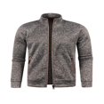 thumbnail image 2 of Men Zip Up Knit Jacket Casual Loose Stand Collar Long Sleeve Jacket, 2 of 6