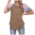thumbnail image 1 of Gibobby Camisetas de verano para mujer camiseta sexy manga manga corta cuello corto estampado redondo mujer blusa mujer(Caqui,XL), 1 of 4