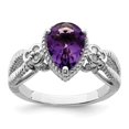 thumbnail image 4 of 925 Sterling Silver Rhodium-plated Amethyst and Diamond Ring Size 6, 4 of 5